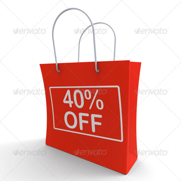 Forty Percent Off Shopping Bag Shows 40 Reduction (Misc) Photo Download