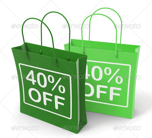 Forty Percent Off On Shopping Bags Shows 40 Bargains (Misc) Photo Download