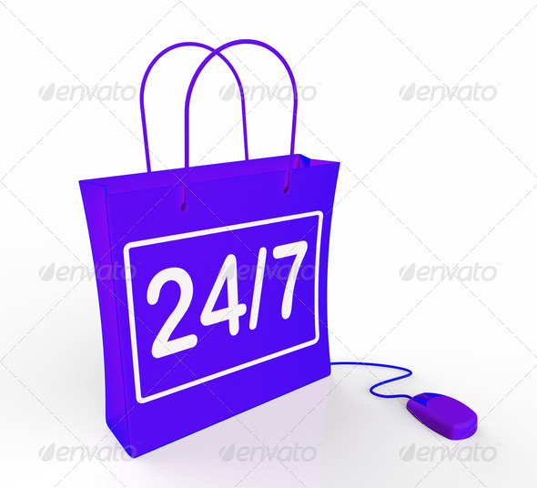 Twenty-four Seven Bag Represents Online Shopping Availability (Misc) Photo Download