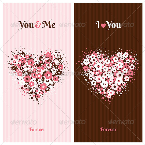 GraphicRiver Love Cards with Flower Heart 7251753 GraphicRiver Love Cards with Flower Heart 7251753