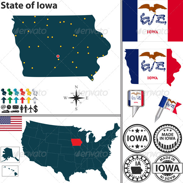 GraphicRiver Map of state Iowa USA 7254344 GraphicRiver Map of state Iowa USA 7254344