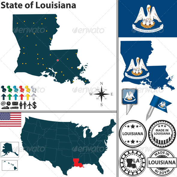 GraphicRiver Map of state Louisiana USA 7254377 GraphicRiver Map of state Louisiana USA 7254377