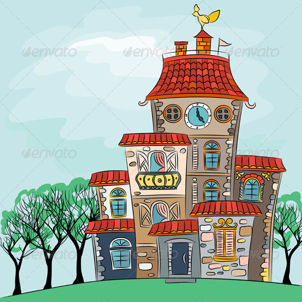 GraphicRiver Vector Fairytale Multicolored House 7254814 GraphicRiver Vector Fairytale Multicolored House 7254814