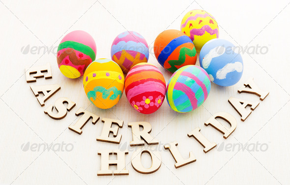 Easter egg and wooden text (Misc) Photo Download