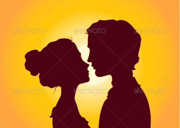 GraphicRiver Sunset Silhouettes of Kissing Couple 7258702 GraphicRiver Sunset Silhouettes of Kissing Couple 7258702