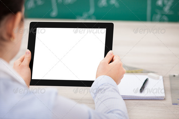 Person With Digital Tablet And Student Accessories (Misc) Photo Download