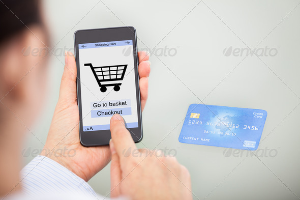 Businessperson Shopping Online With Mobile Phone And Credit Card (Misc) Photo Download