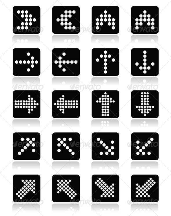 GraphicRiver Dotted Arrows on Black Square Icons Set 7261089 GraphicRiver Dotted Arrows on Black Square Icons Set 7261089