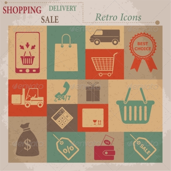 GraphicRiver Shopping Flat Retro Icons 7261355 GraphicRiver Shopping Flat Retro Icons 7261355