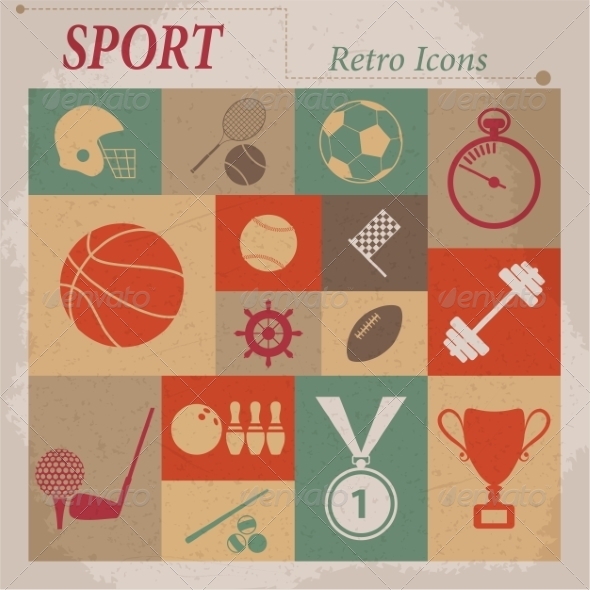 GraphicRiver Sport Flat Retro Icons 7261363 GraphicRiver Sport Flat Retro Icons 7261363