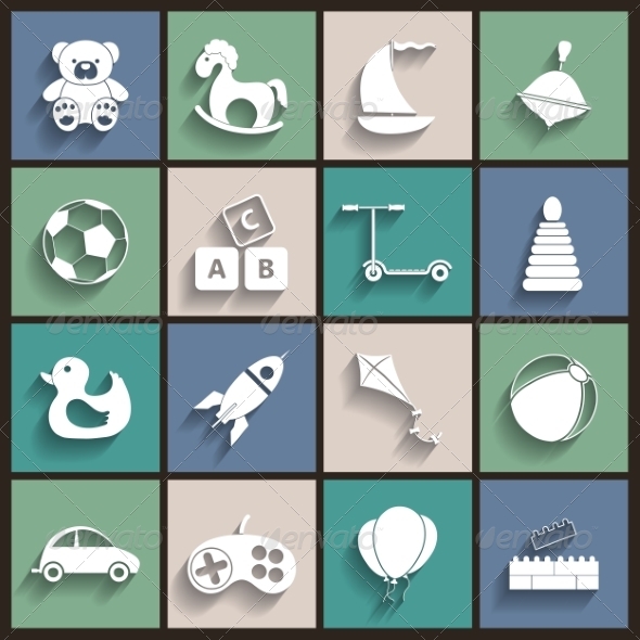 GraphicRiver Toys Flat Retro Icons 7261370 GraphicRiver Toys Flat Retro Icons 7261370