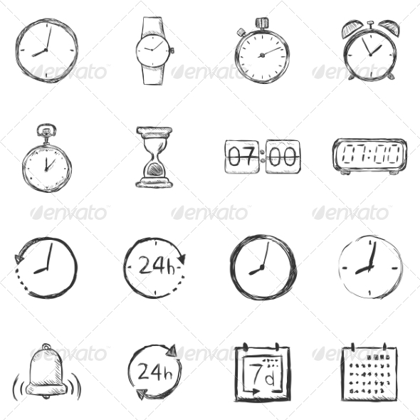 GraphicRiver Vector Set of Sketch Time Icons 7262066 GraphicRiver Vector Set of Sketch Time Icons 7262066