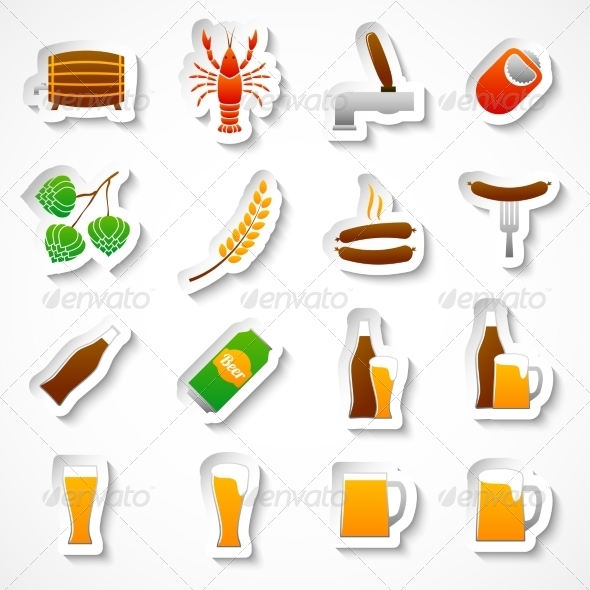 Alcohol Beer Party Stickers Set (Food)