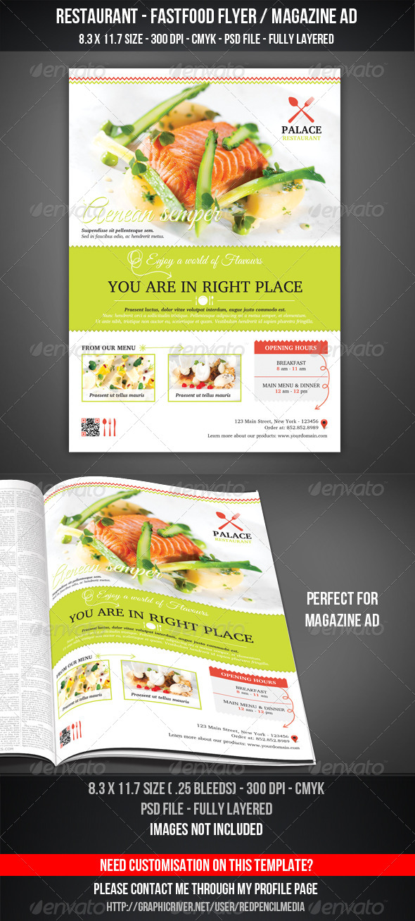 GraphicRiver Restaurant FastFood Flyer Magazine AD 7263357 GraphicRiver Restaurant FastFood Flyer Magazine AD 7263357
