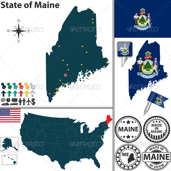 GraphicRiver Map of State Maine USA 7263943 GraphicRiver Map of State Maine USA 7263943