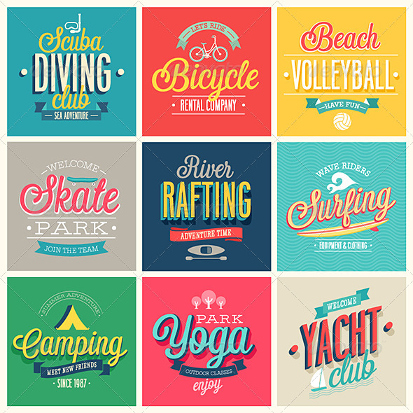 GraphicRiver Summer Sports Set of Labels and Emblems 7264824 GraphicRiver Summer Sports Set of Labels and Emblems 7264824