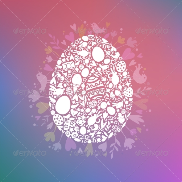 GraphicRiver Easter Egg on White Objects on Multicolor Background 7264837 GraphicRiver Easter Egg on White Objects on Multicolor Background 7264837