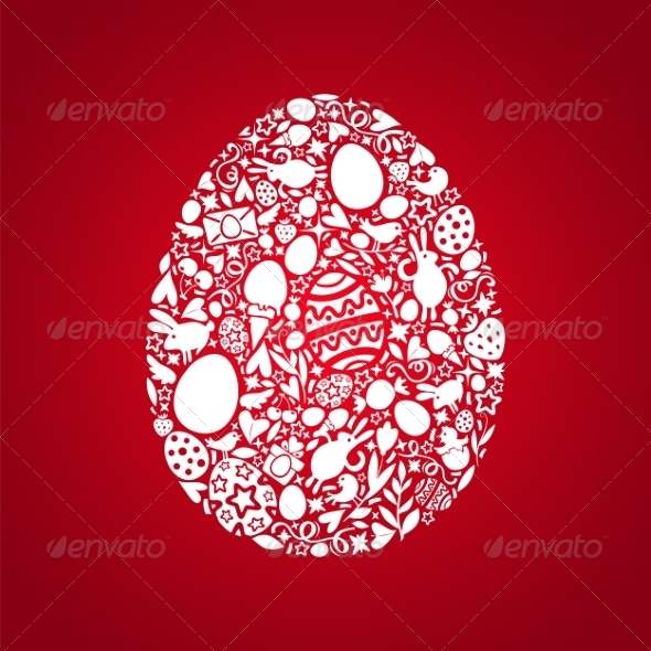 GraphicRiver Easter Egg Card of White Objects on Red Background 7264868 GraphicRiver Easter Egg Card of White Objects on Red Background 7264868