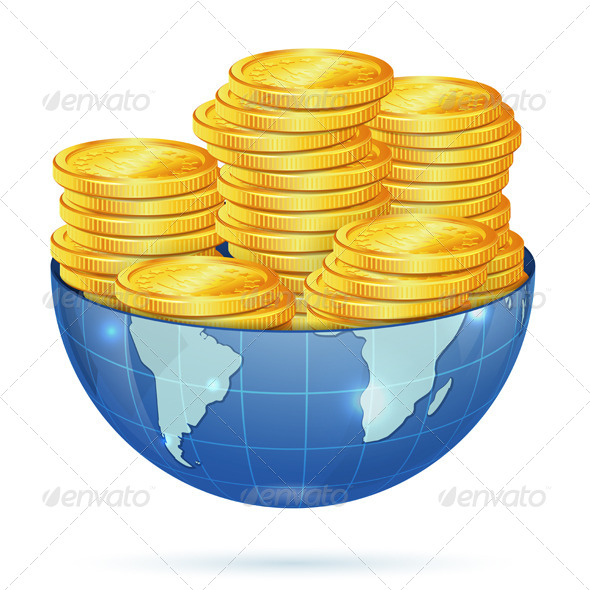 GraphicRiver Earth with Gold Coins 7264888 GraphicRiver Earth with Gold Coins 7264888