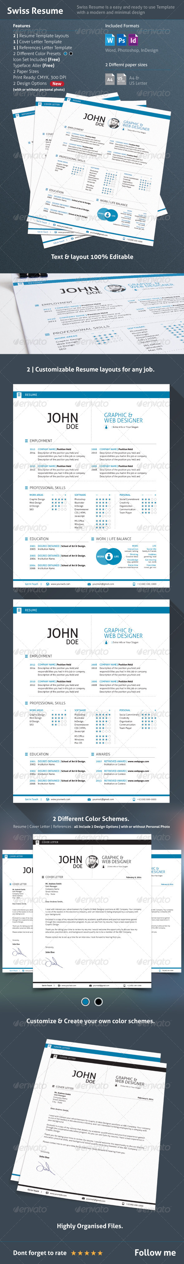 GraphicRiver 3 Piece Swiss Style Resume CV 7241774 GraphicRiver 3 Piece Swiss Style Resume CV 7241774