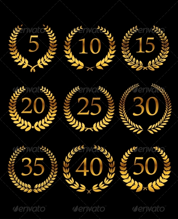 Anniversary Golden Laurel Wreathes (Decorative Symbols)