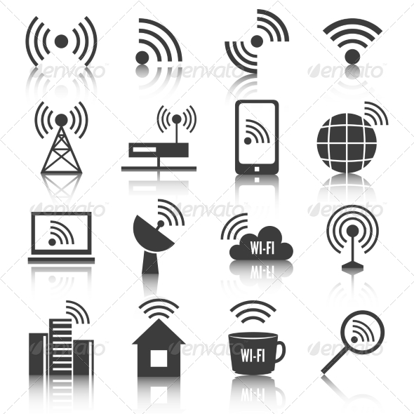 router symbol autocad Wireless Communication Set Network 7270657 Icons GraphicRiver