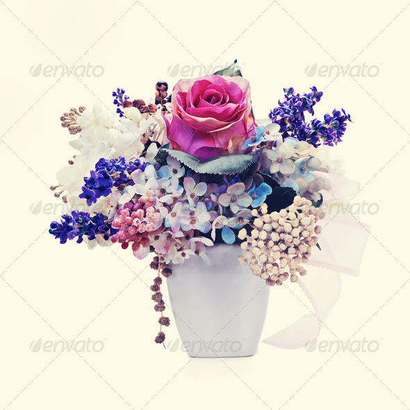 Bouquet from flowers with retro filter effect. (Misc) Photo Download