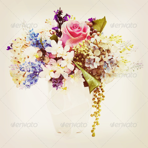 Bouquet from flowers with retro filter effect. (Misc) Photo Download