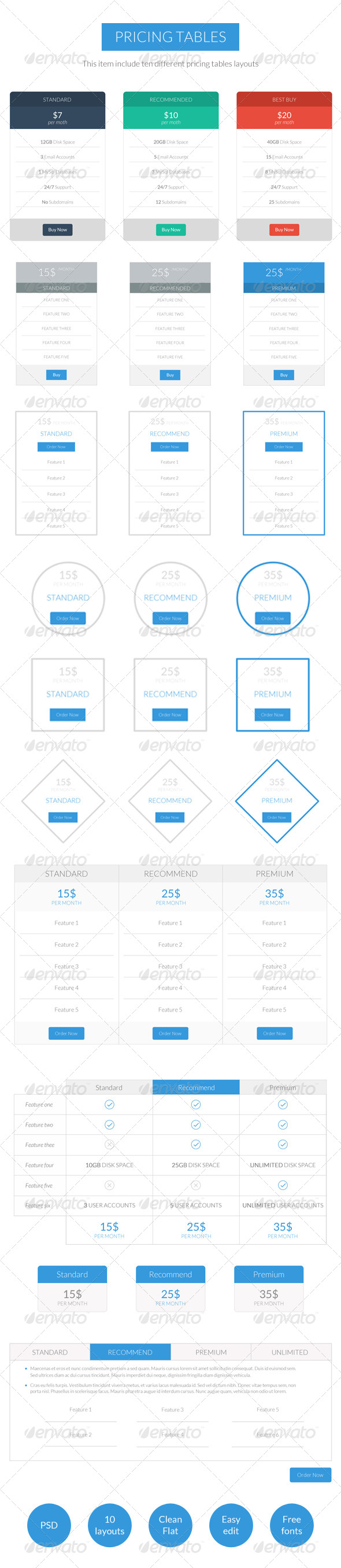 Clean and Flat Pricing Tables (Tables)