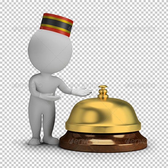 GraphicRiver 3D Small People Bellboy and Service Bell 7245060 GraphicRiver 3D Small People Bellboy and Service Bell 7245060