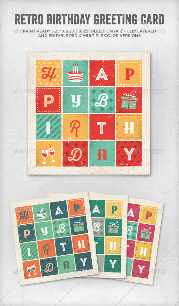 GraphicRiver Retro Letters Birthday Card 7274389 GraphicRiver Retro Letters Birthday Card 7274389