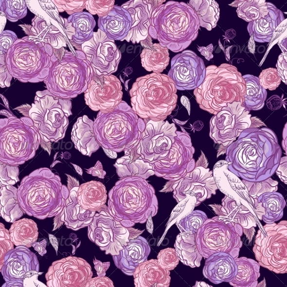GraphicRiver Seamless Rose Background with Birds 7278545 GraphicRiver Seamless Rose Background with Birds 7278545