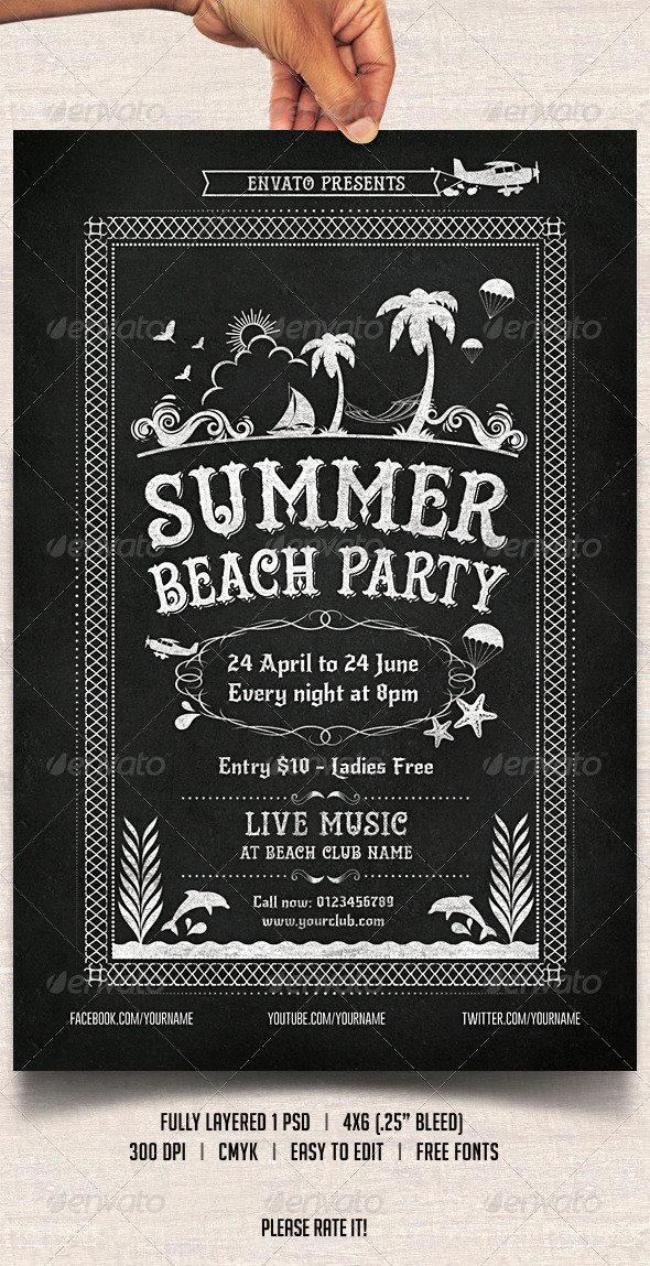 GraphicRiver Chalkboard Summer Beach Party 7278610 GraphicRiver Chalkboard Summer Beach Party 7278610