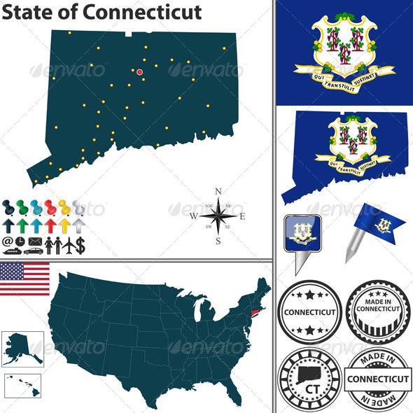 GraphicRiver Map of State Connecticut USA 7278667 GraphicRiver Map of State Connecticut USA 7278667