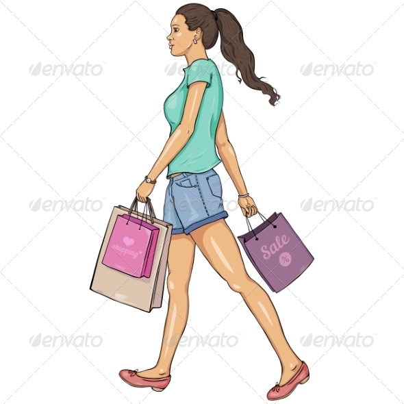 GraphicRiver Cartoon Shopping Girl 7278727 GraphicRiver Cartoon Shopping Girl 7278727
