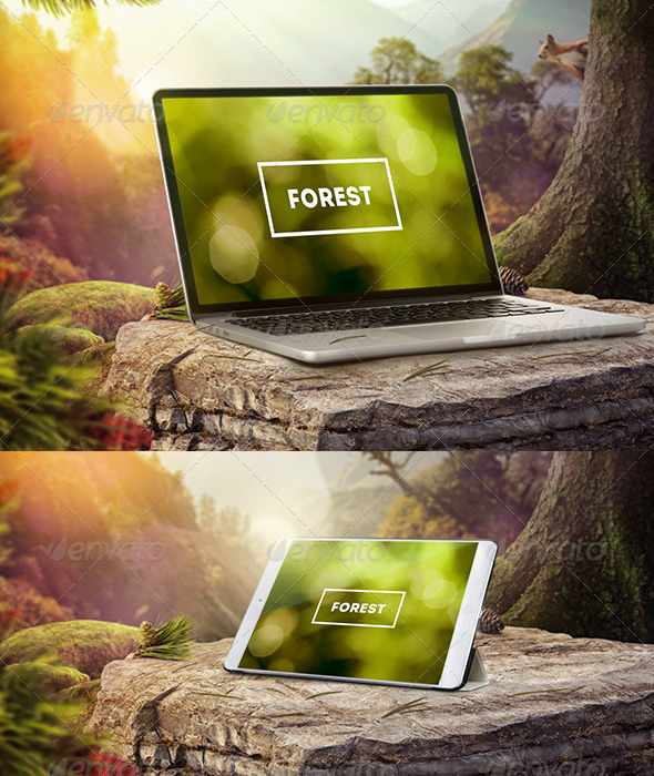 GraphicRiver Mock-Up Laptop and tablet PSD Forest style 7255729 GraphicRiver Mock-Up Laptop and tablet PSD Forest style 7255729