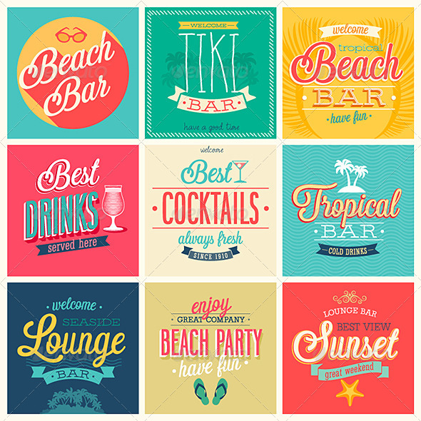 GraphicRiver Beach Bar Emblems 7279080 GraphicRiver Beach Bar Emblems 7279080