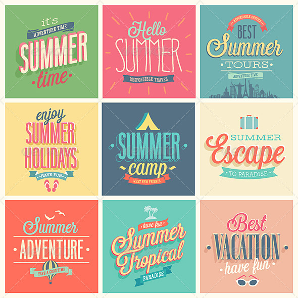 GraphicRiver Summer Set of Labels and Emblems 7279140 GraphicRiver Summer Set of Labels and Emblems 7279140