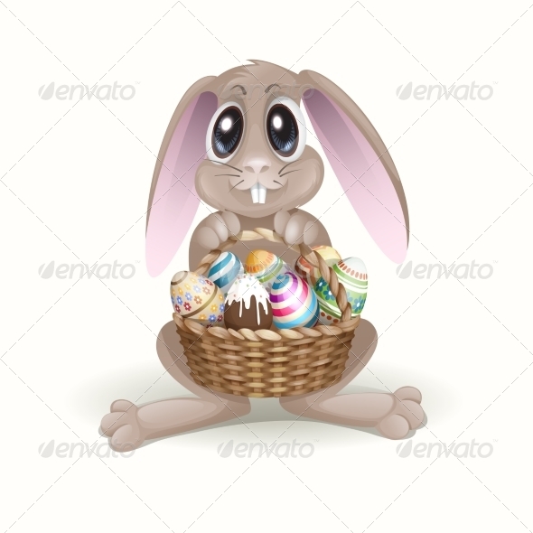 GraphicRiver The Easter Bunny With A Basket 7279733 GraphicRiver The Easter Bunny With A Basket 7279733