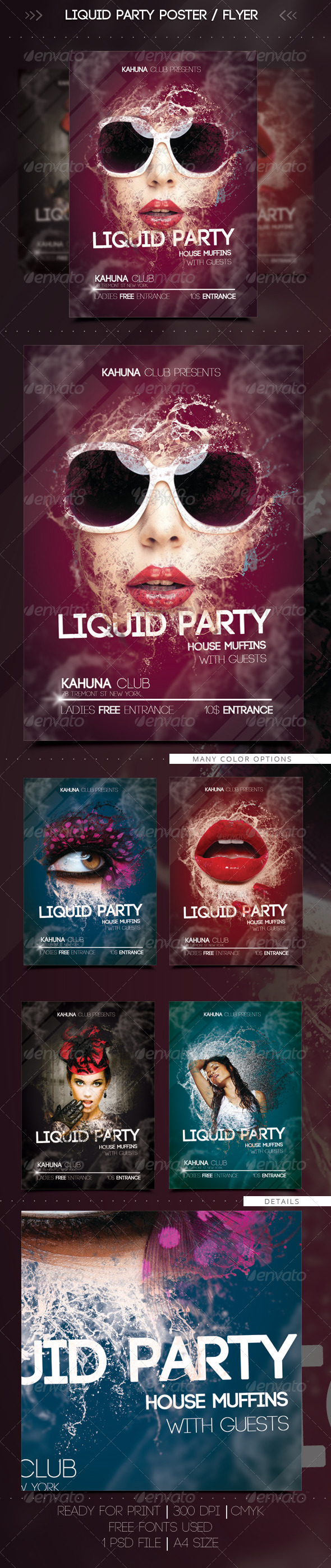 GraphicRiver Wet Liquid Party Flyer Poster 7282123 GraphicRiver Wet Liquid Party Flyer Poster 7282123
