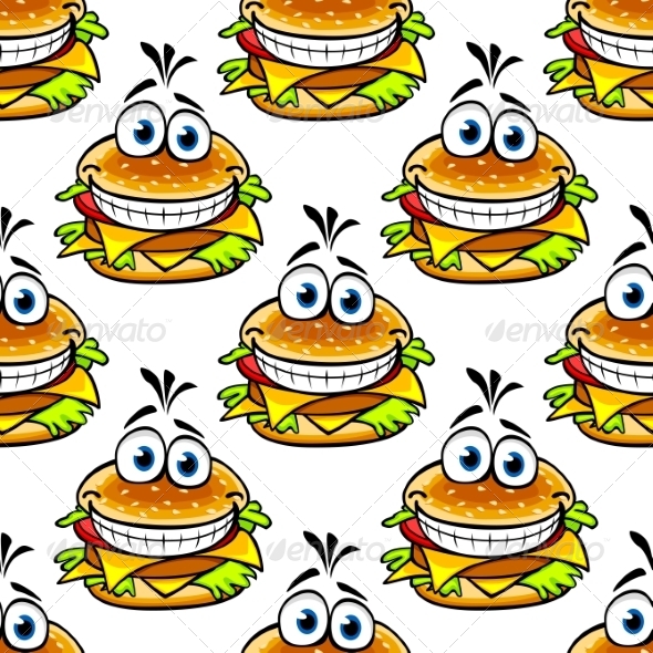 GraphicRiver Seamless Cartoon Cheeseburger Pattern 7284664 GraphicRiver Seamless Cartoon Cheeseburger Pattern 7284664