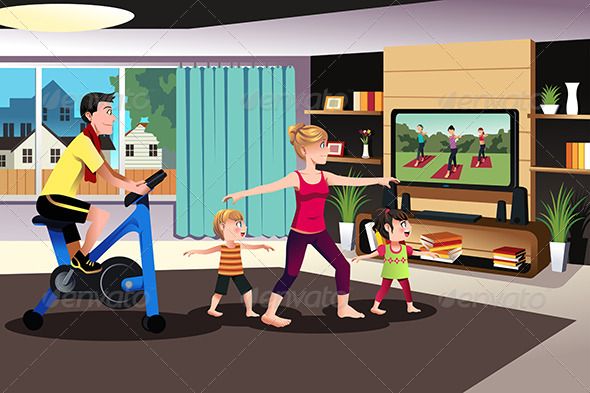 GraphicRiver Healthy Family Exercising Together 7285456 GraphicRiver Healthy Family Exercising Together 7285456