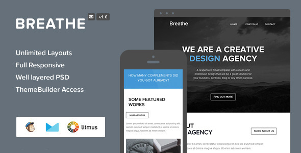 Breathe - Responsive Email + Themebuilder Access