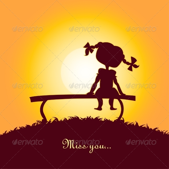 GraphicRiver Sunset Silhouette of a Lonely Girl 7285717 GraphicRiver Sunset Silhouette of a Lonely Girl 7285717
