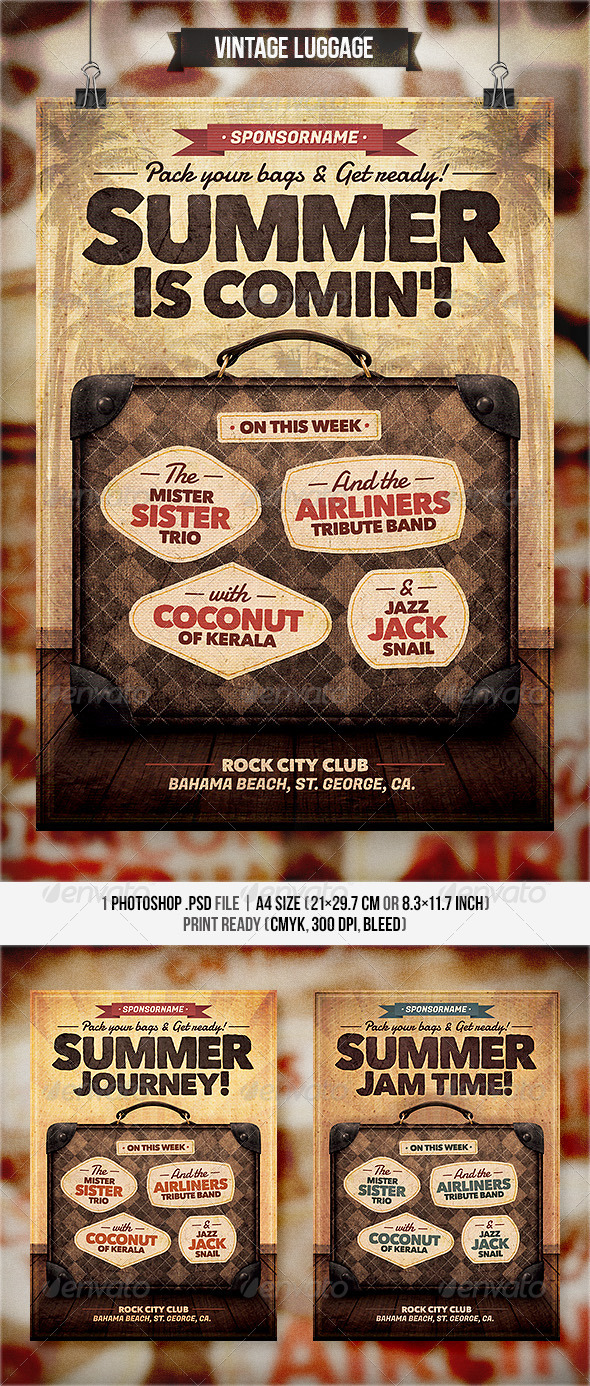 GraphicRiver Vintage Luggage Flyer & Poster 7285777 GraphicRiver Vintage Luggage Flyer & Poster 7285777
