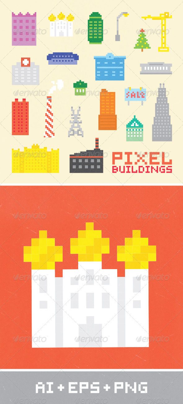 GraphicRiver Pixel Art City Set 2 7285868 GraphicRiver Pixel Art City Set 2 7285868