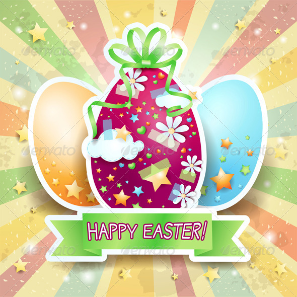 GraphicRiver Easter illustration with Eggs on Rays Background 7288031 GraphicRiver Easter illustration with Eggs on Rays Background 7288031