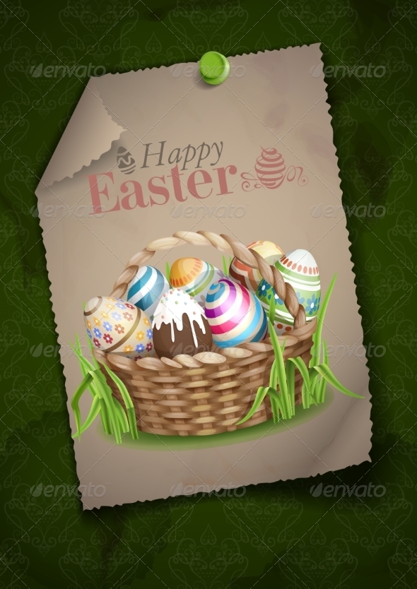 GraphicRiver Easter Background with a Basket 7291005 GraphicRiver Easter Background with a Basket 7291005