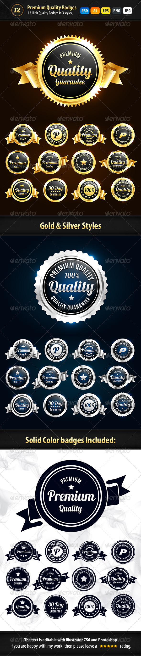 GraphicRiver 12 Premium Badges In 3 Styles 7263405 GraphicRiver 12 Premium Badges In 3 Styles 7263405
