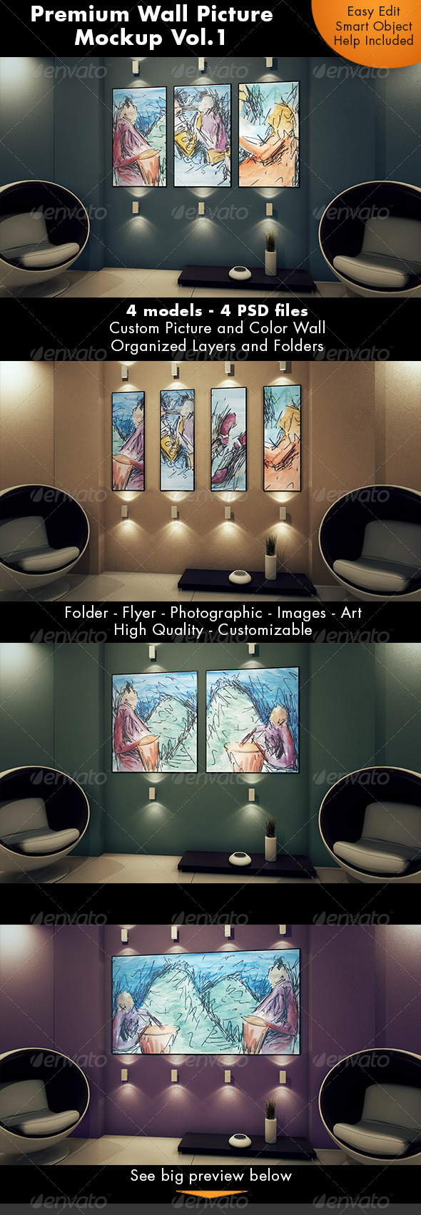 GraphicRiver Wall Picture Mockup Vol.1 7293611 GraphicRiver Wall Picture Mockup Vol.1 7293611